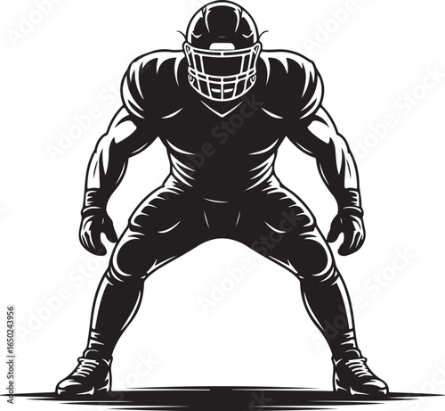 Powerful football player ready to compete