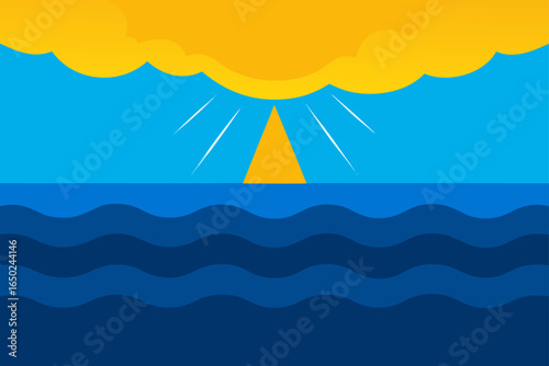 Vibrant sunrise over rolling ocean waves, a symbol of new beginnings and endless possibilities.