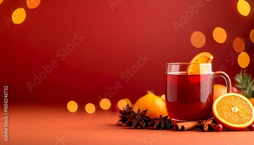 Warm Mulled Wine with Spices Cozy Winter Concept