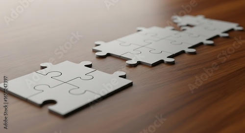 Connecting puzzle pieces symbolizes strategy, teamwork, and problem-solving for business success.