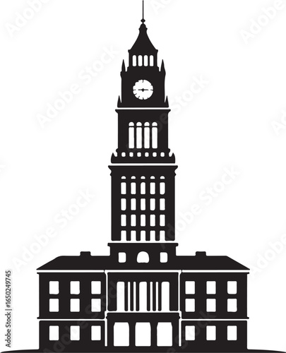 Classic clock tower building silhouette