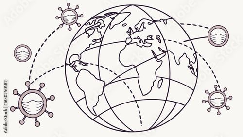 Virus spreading globally around the world with masks
