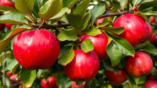 royal gala red apples on a apple tree at new zealand orchard before picking season