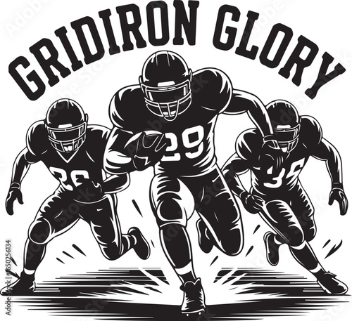 Dynamic football players chase gridiron glory on field