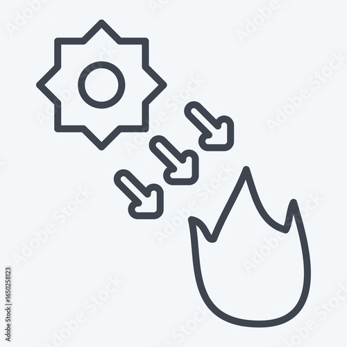 Icon Hot. related to Spf and Sun symbol. line style. design editable