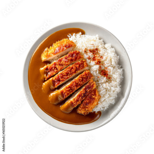 Delicious Katsu Curry with Rice - Overhead Shot of Japanese Cuisine