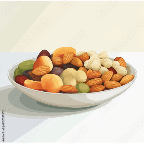 a healthy snack bowl with nuts and fruit