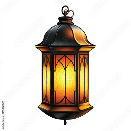 a lantern glowing