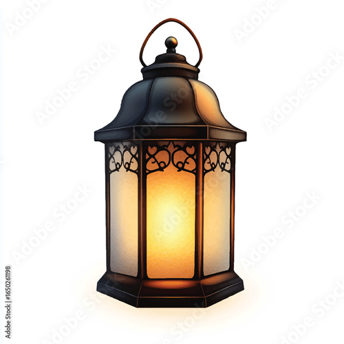 a lantern glowing