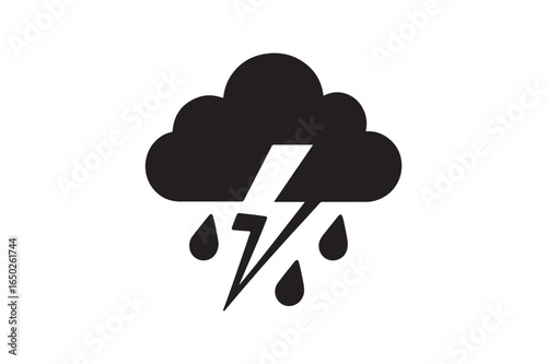 Storm clouds silhouette vector art illustration on white background