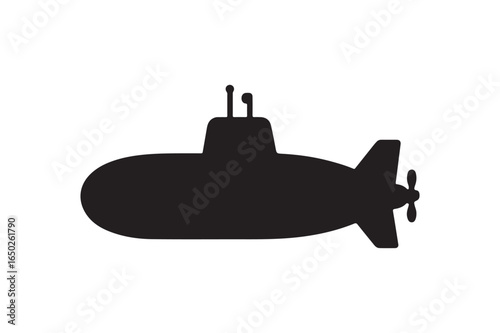 Submarine silhouette vector art illustration on white background