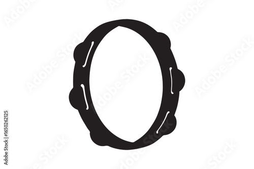 Tambourine or Wooden silhouette vector art illustration on white background