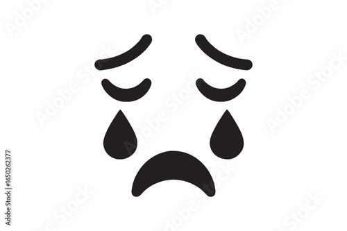 Tear drops or crying face silhouette vector art illustration on white background