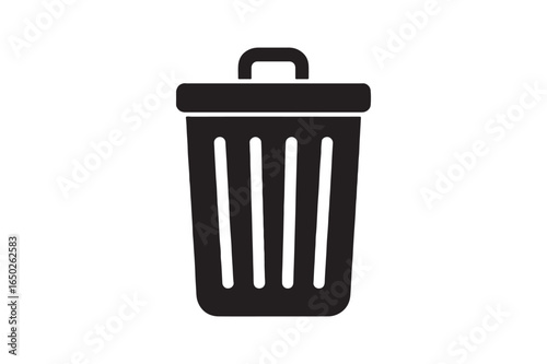 Trash can silhouette vector art illustration on white background
