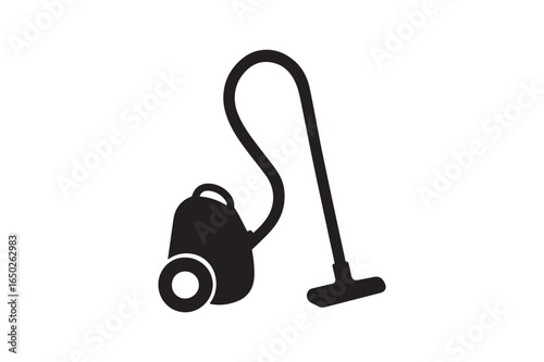 Vacuum cleaner silhouette vector art illustration on white background