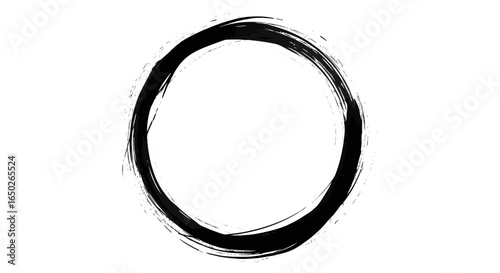 A black, imperfect circle resembling a brushstroke or ink drawing against a white background.