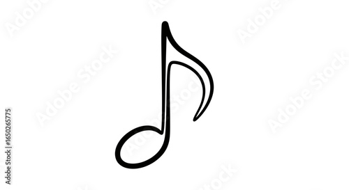 A single eighth note musical symbol, depicted as a black outline drawing on a white background.