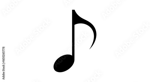 A single eighth note, a musical symbol, depicted in black against a plain white background.