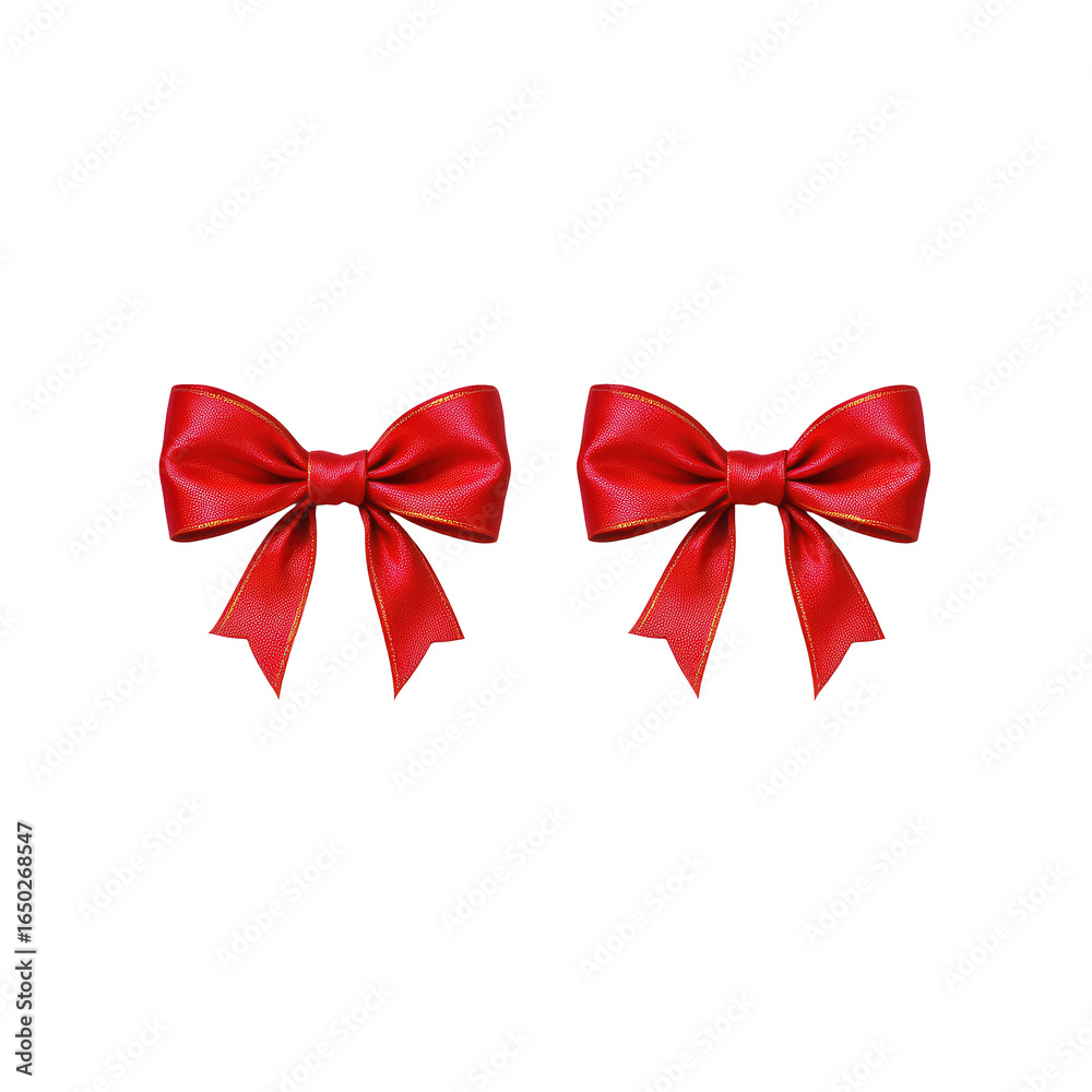 Fototapeta premium Two Bright Red Bows Perfect for Holiday and Gift Decorations