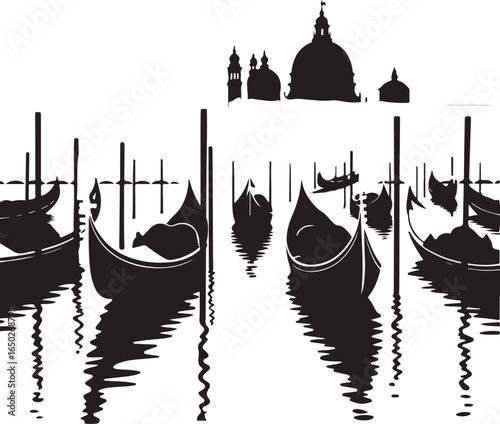 Venice gondolas glide serenely past historic architecture