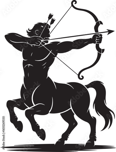 Powerful centaur archer aiming bow, mythical warrior