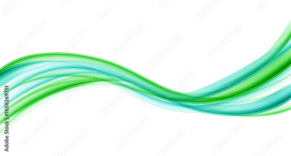 Obraz premium Futuristic Green Wave Ribbon Isolated Illustration
