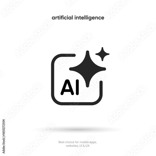 Generate AI button symbol. Artificial intelligence sign button. Machine learning generator and generate text and image press button prompt. Magic stars symbol. Chat brain assistant