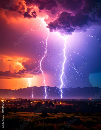 Dramatic storm over a town