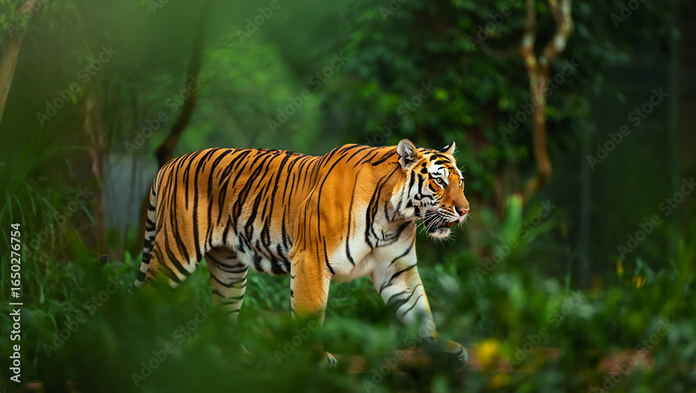 Naklejka premium Close up of a bright red ladybug with black spots resting on a vibrant green leaf