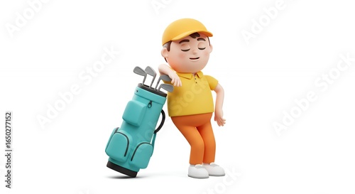 Cartoon golfer with golf bag