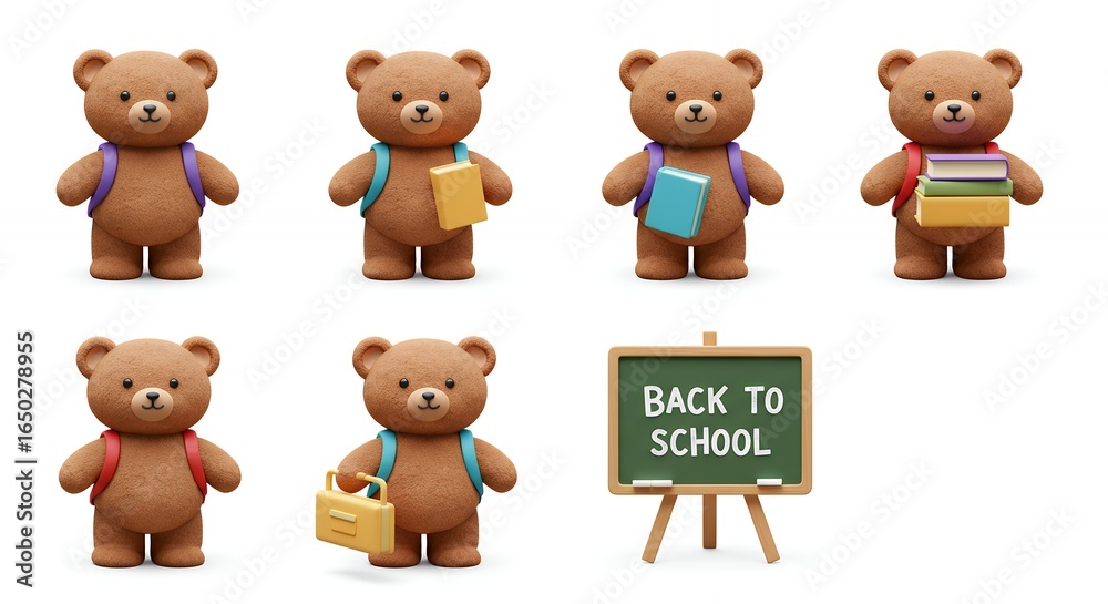 Obraz premium Cute teddy bears back to school