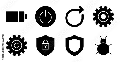 Battery and Power Icon Set for Mobile Interface