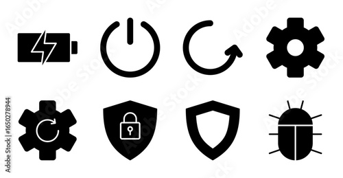 Battery and Power Icon Set for Mobile Interface