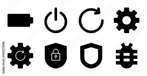 Battery and Power Icon Set for Mobile Interface