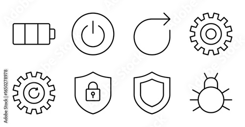 Battery and Power Icon Set for Mobile Interface
