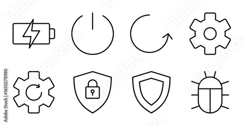 Battery and Power Icon Set for Mobile Interface