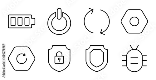Battery and Power Icon Set for Mobile Interface