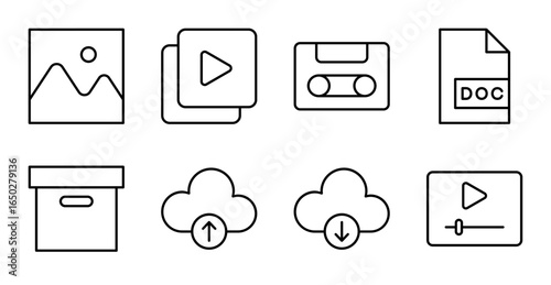 Media and Files Icon Set for UI