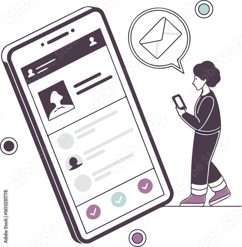 Person Using Smartphone with Message Notification - Social Media and Communication Concept