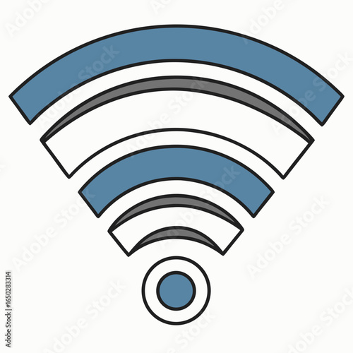 Modern blue and white wi fi signal icon with clean lines and a simple design