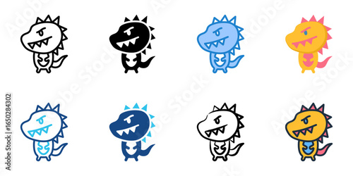 Dinosaur icon set multiple style collection 
