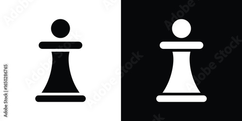 Black and White Inverted Chess Pawn Icons on Split Background Illustration Concept