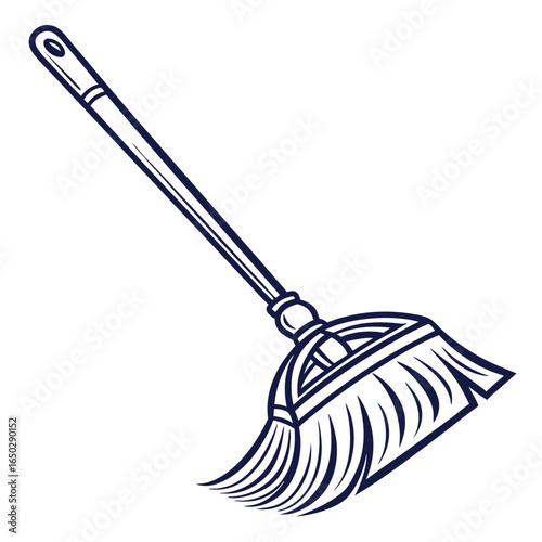 Broom for cleaning the house isolated on white background, a tool for sweeping the floor and removing dust and dirt