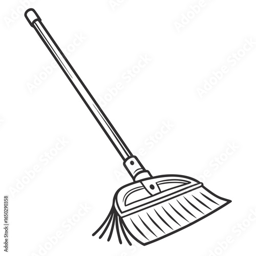 Illustration of a broom, a cleaning tool used for sweeping floors, isolated on white background