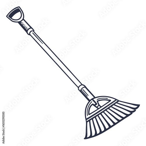 Illustration of a broom with a long handle isolated on white background for cleaning and sweeping purposes