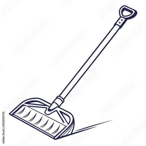 Illustration of a dustpan with a long handle isolated on white background for cleaning and collecting dust