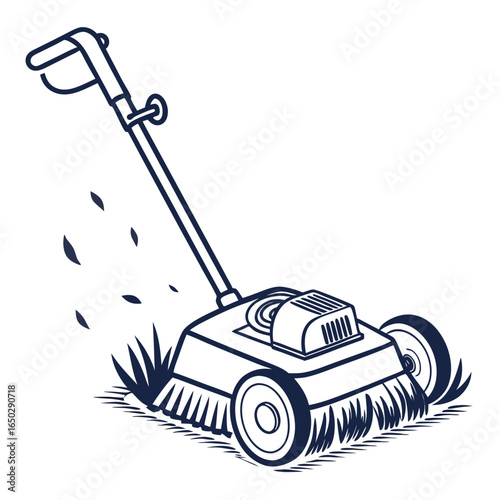 Illustration of a lawn sweeper, a manual tool for sweeping and cleaning outdoor surfaces isolated on white background
