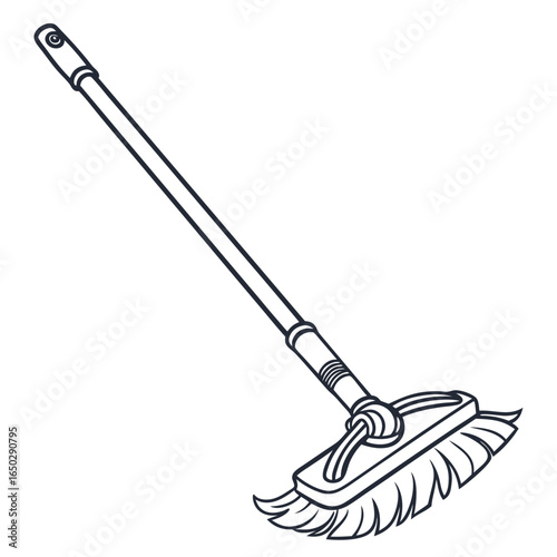Illustration of a mop for floor cleaning, isolated on white background, a tool for maintaining cleanliness