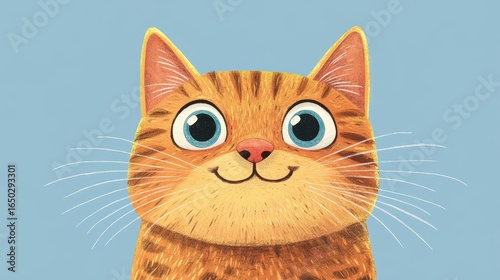 Adorable cartoon cat illustration perfect for baby clothes, cards, and textiles. Cute design with charming textures.