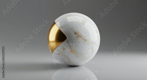 Golden Marble Sphere: A luxurious marble sphere with a polished gold inlay. This stunning visual represents the fusion of natural and precious elements.
